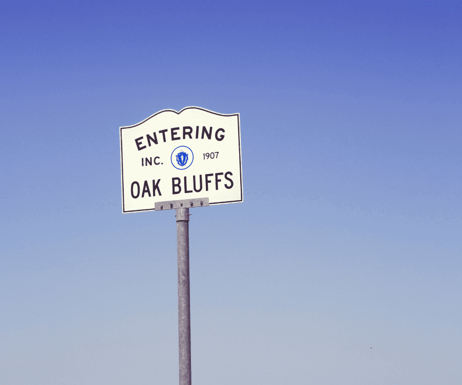 Sign marking the entrance to Oak Bluffs, established in 1907.